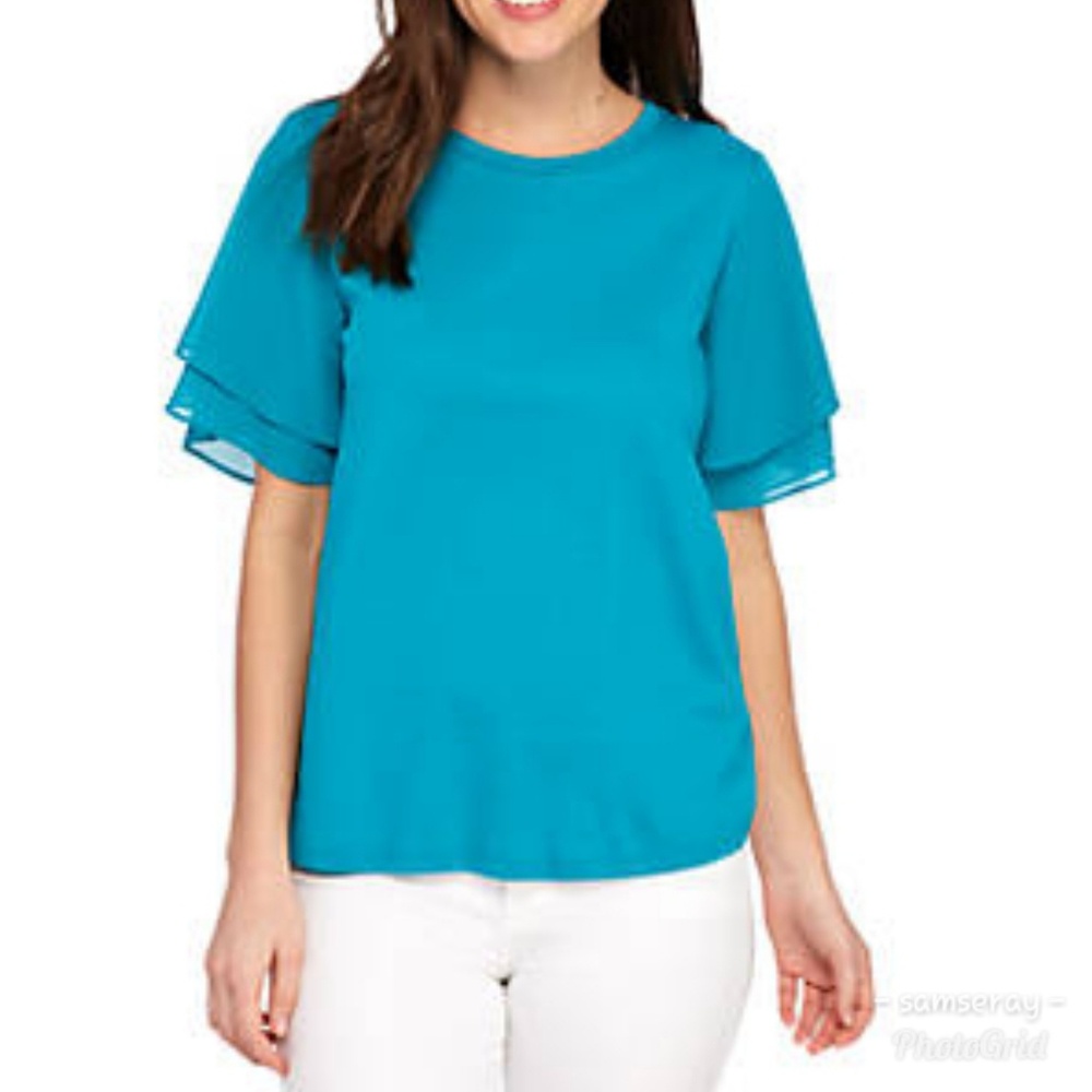 Michael Kors Woven Flutter Sleeve Tee